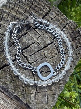 Delicate Weapon Clear Quartz Double layer Stainless Steel